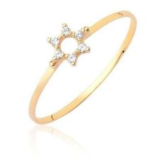 Anel Sol Estrela Delicado Em Ouro Puro 18k As518 - MAEHLER JOIAS, Dour