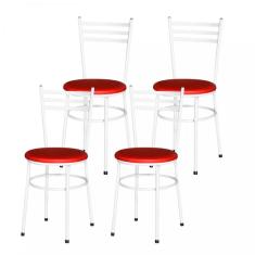 4 Cadeiras Epoxi Branca Para Cozinha Vermelho
