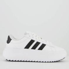 Tênis Adidas Grand Court Platform Feminino Branco e Preto-Feminino