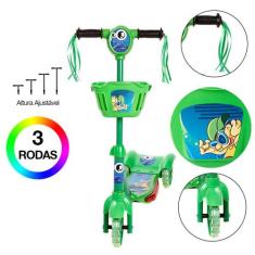 Patinete Infantil Verde Scooter 3 Rodas Com Led e Som - Zein
