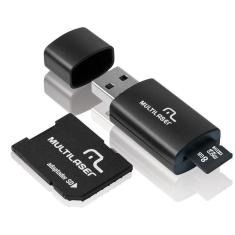 Pen Drive 8GB 3 em 1 Multilaser com Micro sd e Adaptador sd - MC058