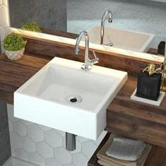 Kit Cuba Xq355 Torneira 1198 Metal e Válvula 1 Polegada Sifão Cromado Flexível Compace Branco