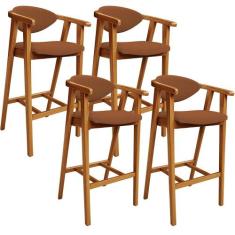 Kit 04 Banquetas Alta Cozinha Bancada Bar Sala de Jantar Fixa Cecília 