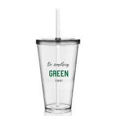 Kit 4 Copos Com Tampa E Canudo Seja Verde Krystalon