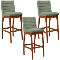 Kit 03 Banquetas Alta Para Cozinha Sala De Jantar Fixa Mila L02 Bouclê Oliva