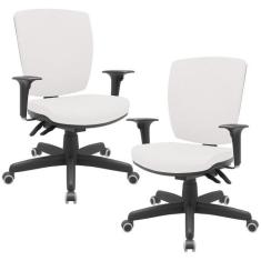 Kit 02 Cadeiras de Escritório Diretor Office Giratória Preto Alta Flex