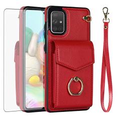 Asuwish Capa de telefone para Samsung Galaxy A51 4G capa carteira com protetor de tela de vidro temperado e anel de bloqueio RFID suporte suporte para cartão de crédito acessórios celulares A 51 M40S