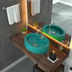 Kit Cuba OV43 com Válvula Click 1 Polegada B e Sifão Pvc e Flexível Compace Azul Turquesa