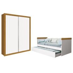 Jogo De Quarto Infantil Com Guarda Roupa Prince E Bicama Nuth Branco-savana - Reller Móveis Branco-savana