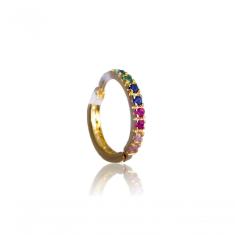 Brinco Argola Multicor Folheado Em Ouro 18k