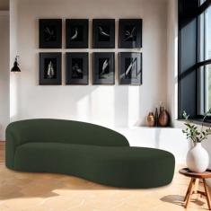 Divã Recamier Orgânico França 180cm Lado Direito Linho - Amarena Movei