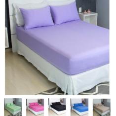 Jogo de Lençol Queen Malha 100% Algodão 3 Peças Liso - Cozzilar, lilas