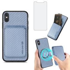 Asuwish Capa de telefone para iPhone Xs Max capa carteira com protetor de tela de vidro temperado fina e suporte de cartão de crédito acessórios para celular i X XR Xsmax 10x SX Xmax 10xs 10s 10 Plus