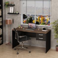 Mesa De Escritório Escrivaninha 140x60cm com Gaveta Nogal