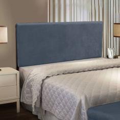 Cabeceira Painel Clean para Cama Box Casal 160cm Suede Azul Marinho M1