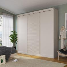 Guarda Roupa Casal 3 Portas de Correr Samambaia CabeCasa MadeiraMadeira Off White