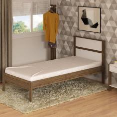 Cama de Solteiro Tecno Mobili Nogal/Branco