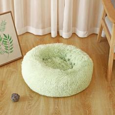 KAIJIE Cama para cães, cama calmante para gatos, travesseiro de pelúcia sintética, cama redonda de pelúcia para cães e gatos grandes, médios e pequenos, diâmetro circular de 80 cm