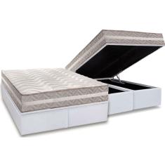 Conjunto Box Baú Queen: Colchão Espuma Paropas D33 D45/ Pro Sono Double Face Prata + Base crc Courano White (158x198)