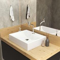 Kit Cuba Rt49 com Torneira Pratika 1060 Metal e Válvula 1 Polegada e Sifão Pvc e Flexível Compace Branca