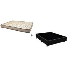 Cama Box Casal 138 Tecido Sintético Preto Com Colchão 138 Flórida Bello Box - 100% Espuma - D26 Cinza