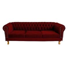 Sofá Chesterfield Duque 3 lugares 2M - Suede Bordo/sala de estar, recepção, barbearia