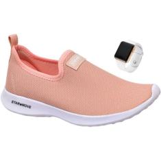 Sapatilha Tenis Calce Facil Slip on Feminina Confortável com RELOGIO -