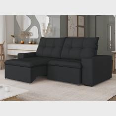 Sofá Retrátil e Reclinável para Sala de Estar Damasco Preto