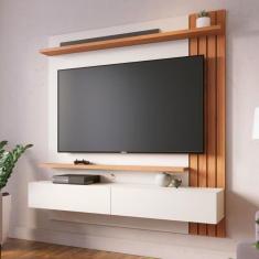 Painel Home Suspenso Colibri Juriti Ideal Para Tv De Até 65 Off White Matte Freijó