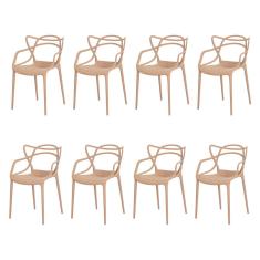 Kit 8 Cadeiras Allegra Nude Sala Cozinha Jantar