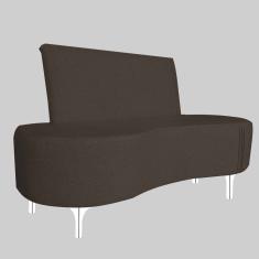 Sofá 2 Lugares Feijão Organico Pes Metal Cromados 140cm Marrom