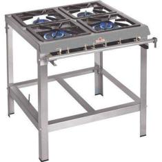 Fogão Industrial Inox 2 Queimadores Simples 2 Queimadores Duplos PMI-402 Progás