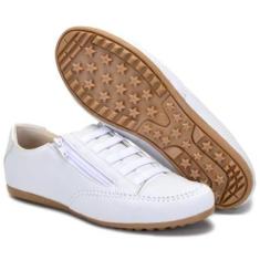 Tênis feminino Sapatênis Bella Dama em Couro Eco com Elástico e Ziper Calce Fácil-Feminino