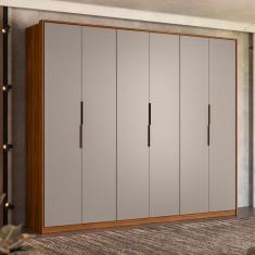 Guarda Roupa Casal Atrice 6 Portas de Giro 6 Gavetas MDP Nogueira-Nude Prime Tx Demóbile