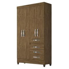 Guarda Roupa Sobral Castanho Wood 4 Portas 4 Gavetas Moval 