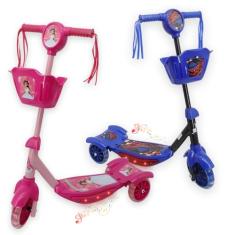 Patinete Infantil 3 Rodas Luz Led Com Cesto Música Regulável (Azul)