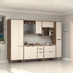 Cozinha Modulada Completa 6 Peças Balcões Aéreos Vidro Reflecta comTampo Aspen Luciane Móveis