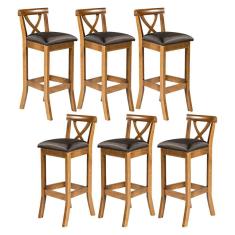 Kit 6 Banquetas Alta para Bancada 36x100 Cm Paris Madeira Maciça Imbuia Facto Preto L72 - RMI