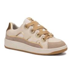 Tênis Feminino Couro Cadarço Moderno Antiderrapante Casual-Feminino