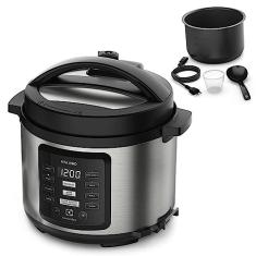 Panela pressão elétrica Electrolux digital capacidade 5L silenciosa segura 10 travas segurança 9 receitas pré-programadas PCC15 inox preto 127v por Rita Lobo