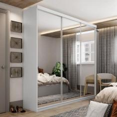 Guarda-roupa Solteiro 100% Mdf Bp com 3 Portas de Espelho Geneve - RR 