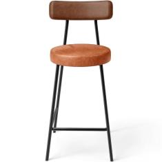 Banqueta Baixa Cozinha Sala Jantar Bancada Milão L02 Couríssimo Marrom Camel - Lyam Decor