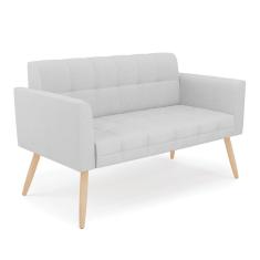 Sofá Namoradeira Elisa Linho Cinza A05 Pés Palito Natural - D'rossi