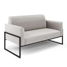 Sofá Namoradeira Base Industrial Alta Preto Marisa Veludo Cinza D03 - D\'rossi