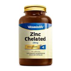 Zinco Chelated Vitaminlife 28mg com 90 cápsulas 