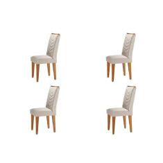 Conjunto Com 4 Cadeiras Para Sala de Jantar Liz Rufato, Imbuia/Veludo 