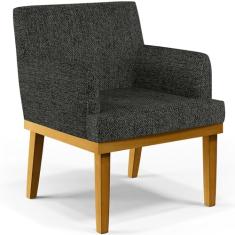 Poltrona Decorativa Para Sala de Estar Beatriz W01 Linho Chumbo - Lyam Decor