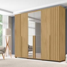 Guarda Roupa Casal 6 Portas Com Espelho e 4 Gavetas Amsterdã Cinamomo