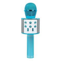 Microfone Karaoke Bluetooth Sem Fio Recarregável - Azul