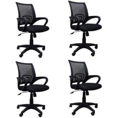 Kit 4 Cadeiras de Escritório Giratória com Relax Office Santiago - Esp